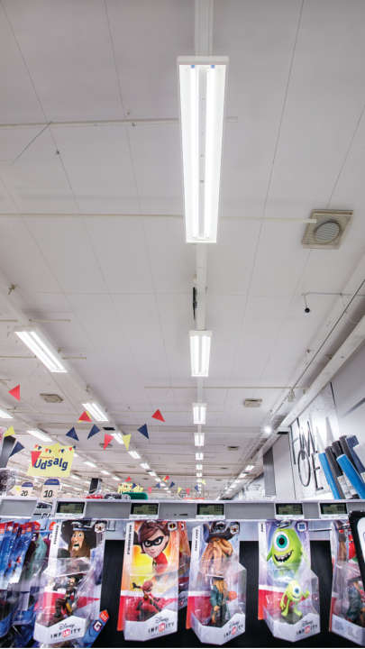 Supermarked med LED-belysning