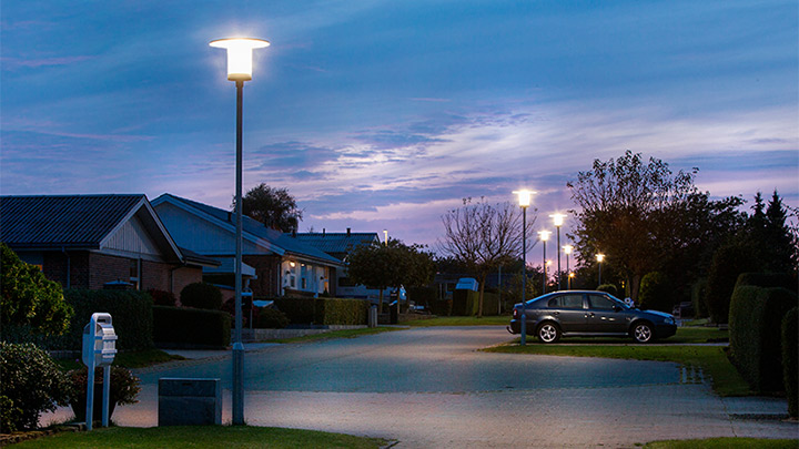 Beboelseskvarter med LED-belysning