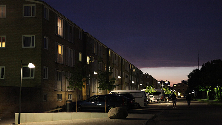 Beboelsesområde i Tingbjerg med LED-belysning