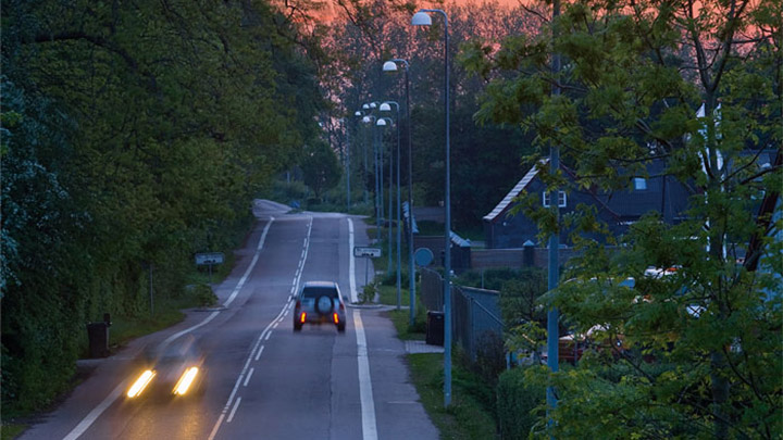 Gade i Holbæk oplyst med Philips-belysning