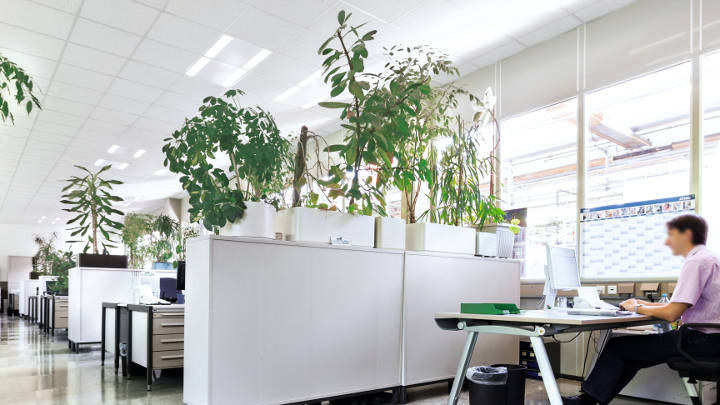 Åbent kontorareal hos Bosch i Tyskland, oplyst med belysning fra Philips